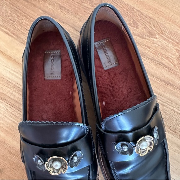 Coach Lenox Platform Loafer Women Size 10 Black Leather Embellished G1218 - Picture 10 of 14